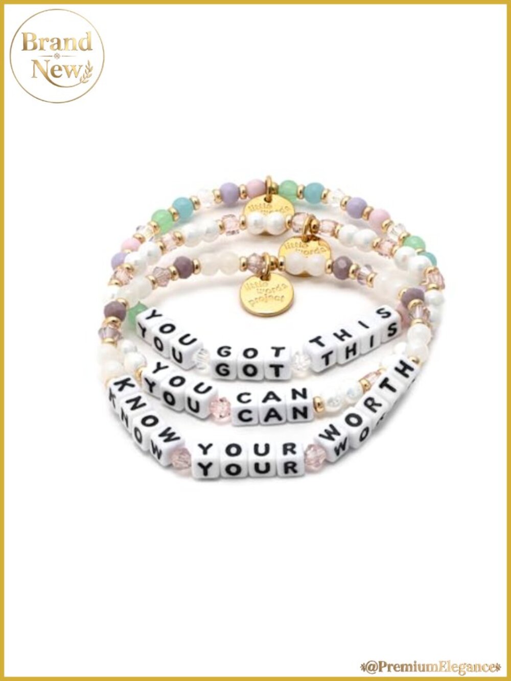 Beaded Inspirational Bracelet Set - Gold Plated Brass - Stretch Women's